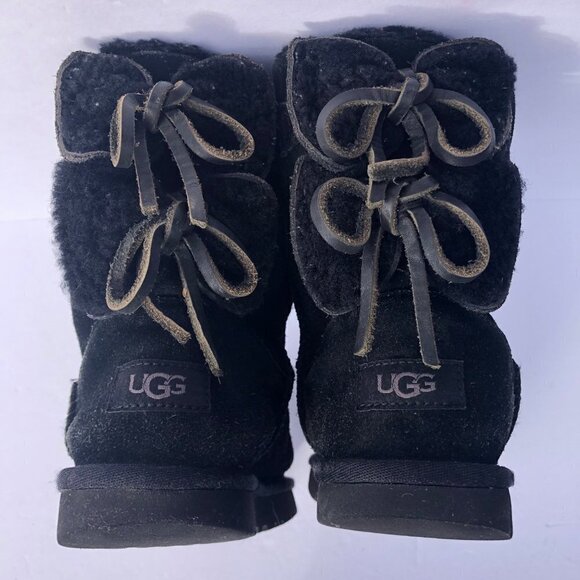 Ugg Australia Womens Classic‎ Double Bow Mini Boot Size 5 Black - Picture 8 of 11
